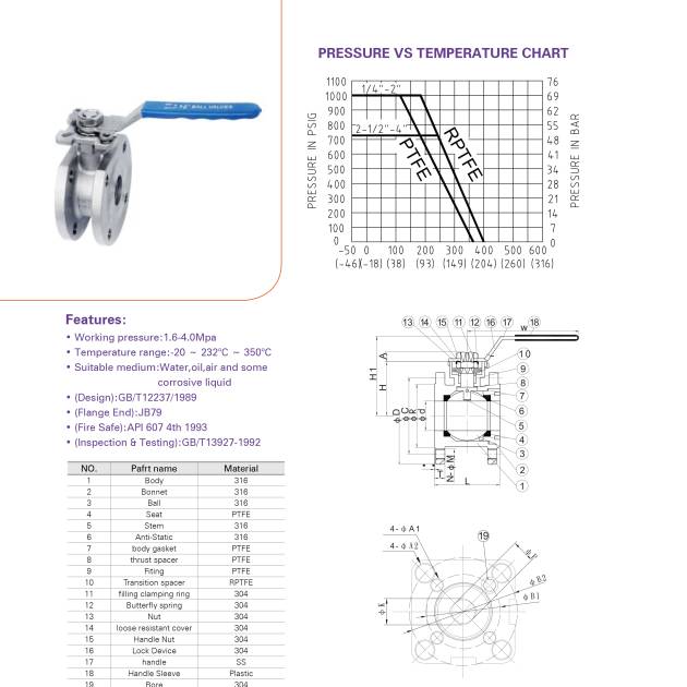 WAFER TYPE BALL VALVE WITH HIGH MOUNTING