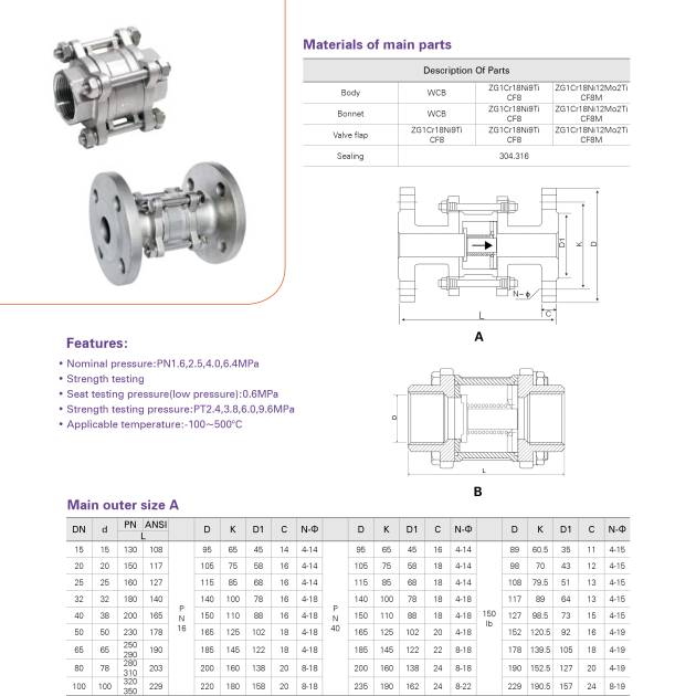 THREE-PIECE CHECK VALVE