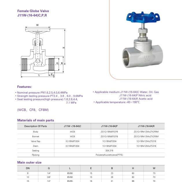 FEMALE GLOBE VALVE